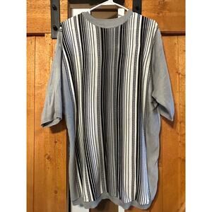 Men's 2XL Sweater Top Pull Over GUC Gray Striped Casual Dressy